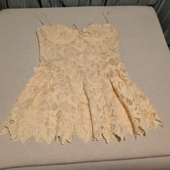 For Love & Lemons Coco Lace Corset Mini Dress – Cream, Size XL (NWT) - Picture 2 of 14